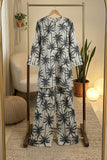 Satrangi Drip Black & White Stitched lawn